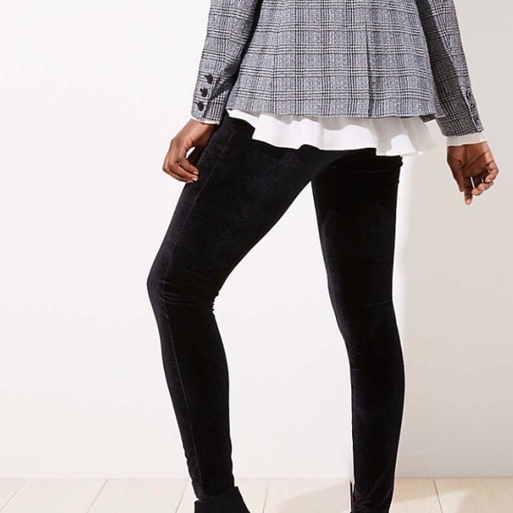 SOLD LOFT | Petite Black Velvet Leggings NWT - Picture 2 of 7